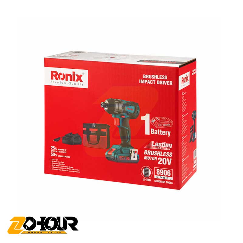 پیچ گوشتی شارژی 20 ولت براش لس رونیکس مدل Ronix 8906