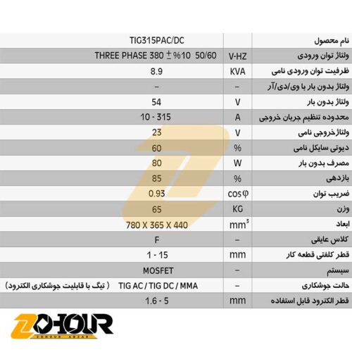 دستگاه جوش اینورتر ایران ترانس مدل IRAN TRANS TIG 315P ACDC