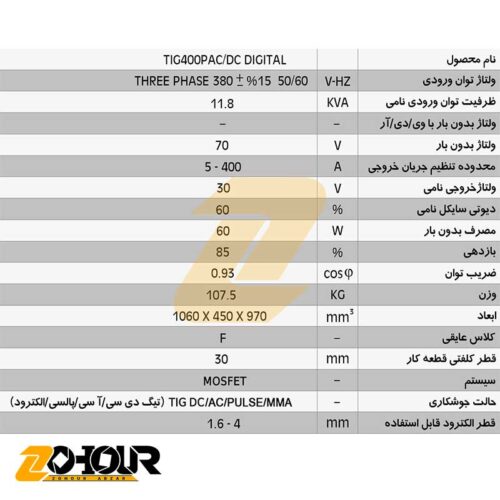 دستگاه جوش اینورتر ایران ترانس مدل IRAN TRANS TIG 400P ACDC